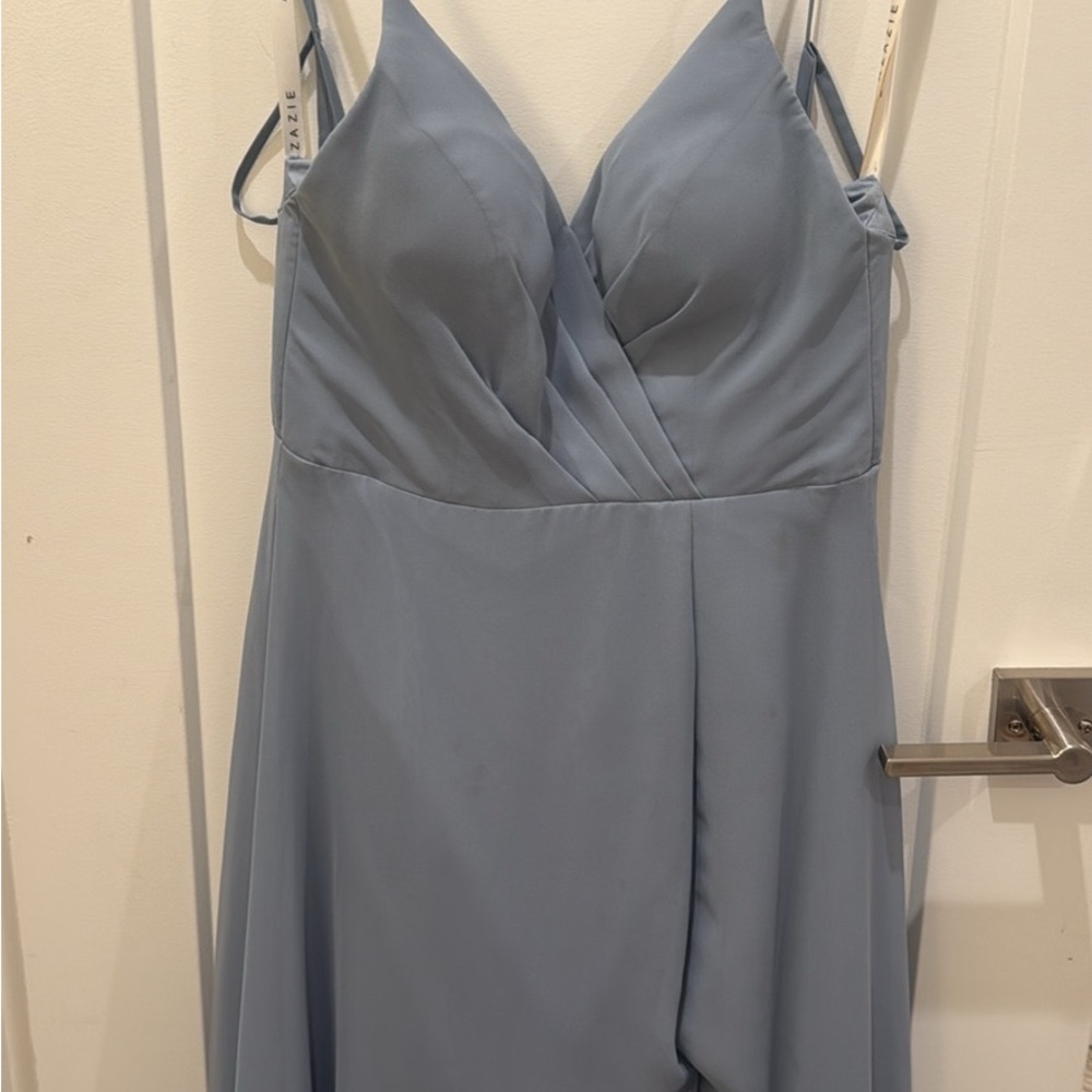 Azazie Blue Spaghetti Strap Bridesmaid Dress